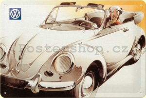 Plechová cedule: VW Beetle Cabrio - 20x30 cm