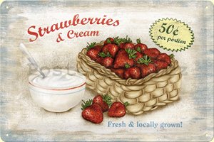 Plechová cedule – Strawberries and Cream