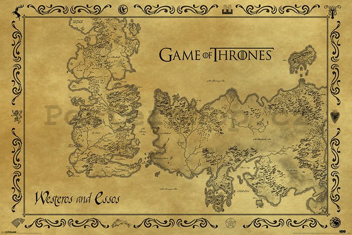 Plakát - Game of Thrones (Starobylá mapa)