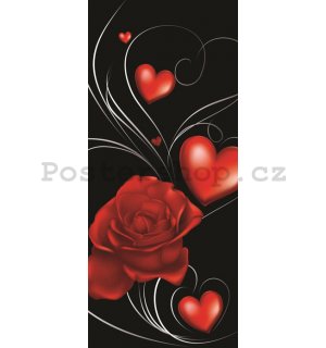 Fototapeta samolepící: Růže a srdce - 211x91 cm