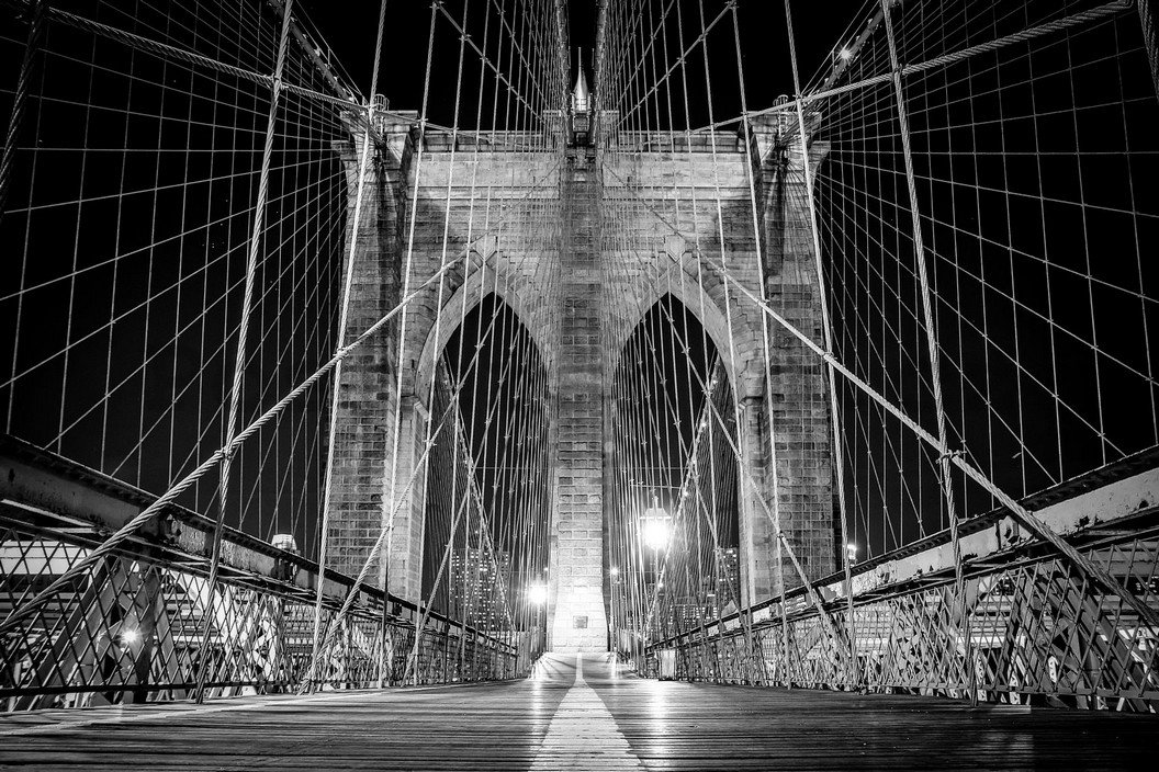 Fototapeta: Brooklyn Bridge (černobílý detail) - 254x368 cm