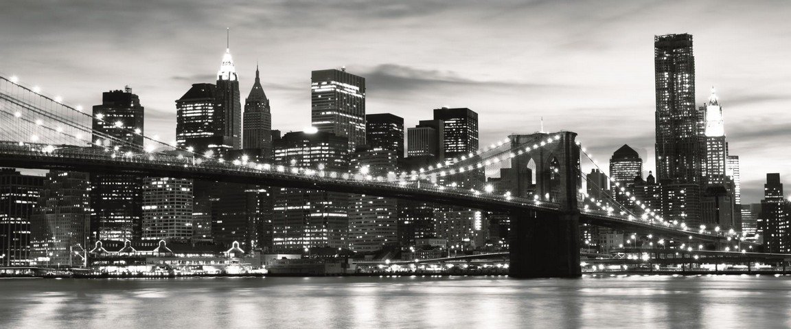 Fototapeta: Brooklyn Bridge (černobílý) - 104x250 cm