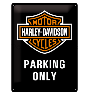 Plechová cedule: Harley-Davidson Parking Only - 40x30 cm