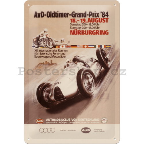 Plechová cedule – Audi AvD Oldtimer Grand Prix