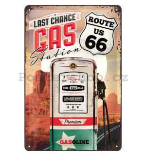 Plechová cedule: Route 66 (Gas Station) - 30x20 cm