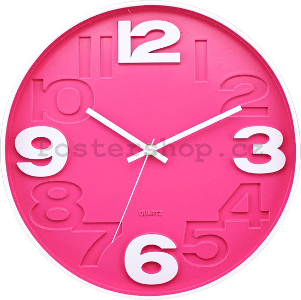 Nástěnné hodiny: Růžová - 30 cm