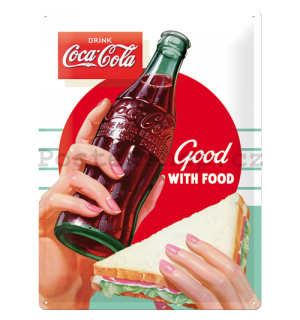 Plechová cedule - Coca-Cola (Good with Food)