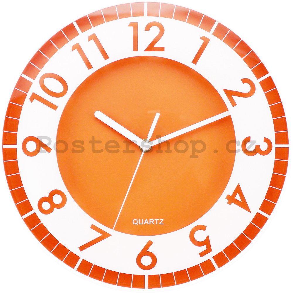 Nástěnné hodiny: Moderní (oranžová) - 30 cm