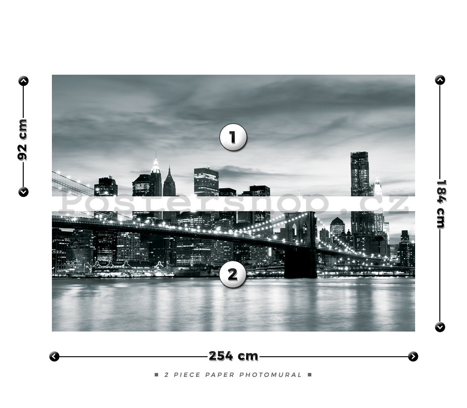 Fototapeta: Brooklyn Bridge (černobílý) - 184x254 cm