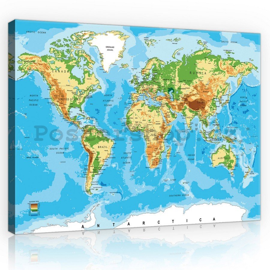 Obraz na plátně: Mapa světa (3) - 75x100 cm