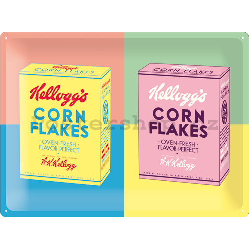 Plechová cedule: Kellog's Corn Flakes (Pop Art) - 30x40 cm