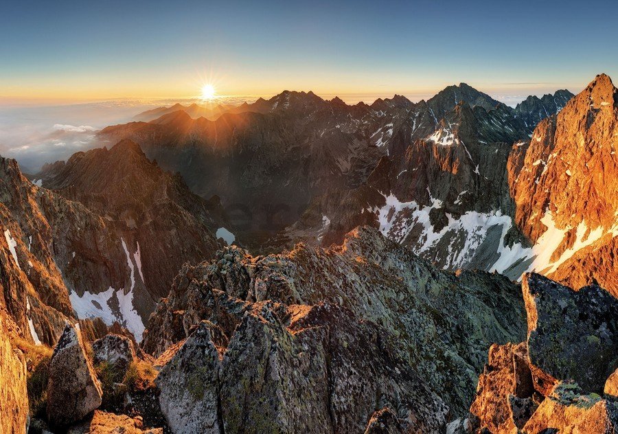 Fototapeta vliesová: Západ slunce na horách - 184x254 cm
