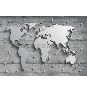 Fototapeta vliesová: Kovová mapa světa - 254x368 cm