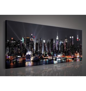 Obraz na plátně: Noční New York (2) - 145x45 cm