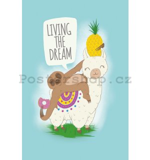 Plakát - Living the Dream (Llama nad Sloth)