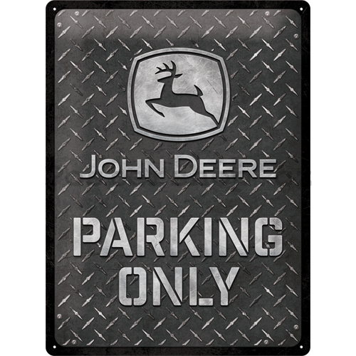 Plechová cedule: John Deere Parking Only (Diamond Plate) - 40x30 cm
