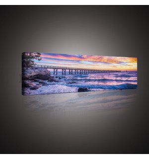 Obraz na plátně: Západ slunce u moře - 145x45 cm