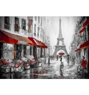 Fototapeta vliesová: Deštivo u Eiffelovy věže - 416x254 cm