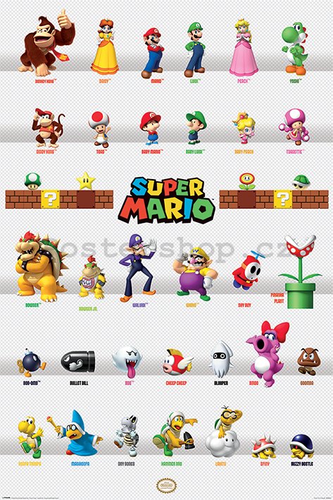 Plakát - Super Mario (Character Parade)