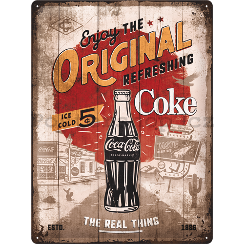 Plechová cedule: Coca-Cola (Original Coke Highway 66) - 30x40 cm