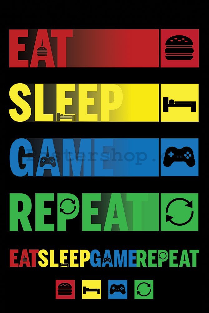 Plakát - Eat Sleep Game Repeat