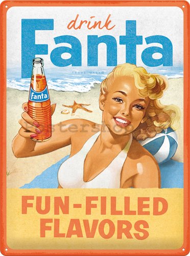Plechová cedule: Fanta (Fun-Filled Flavors) - 30x40 cm