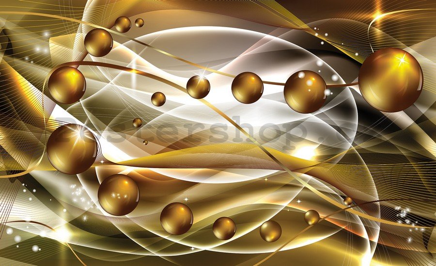 Fototapeta vliesová: Lesklá abstrakce (zlatá) - 254x184 cm