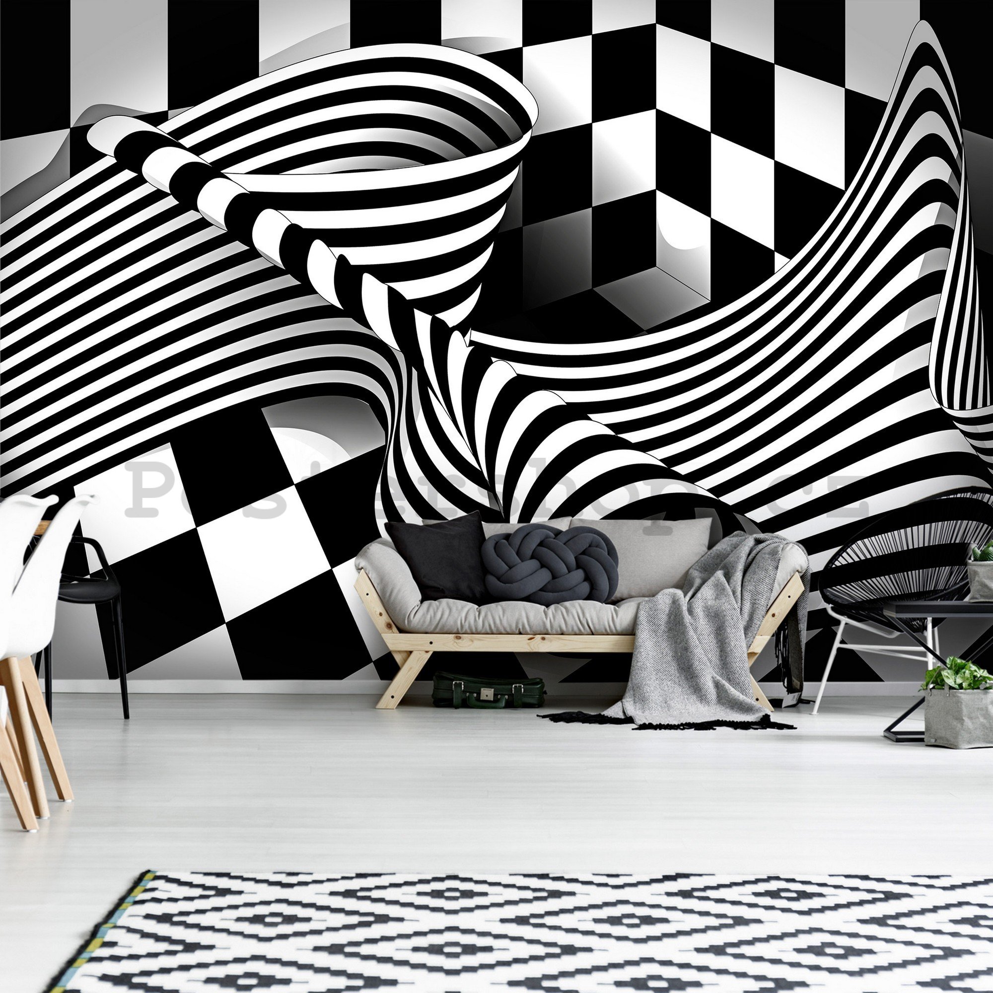 Fototapeta vliesová: Černobílá iluze - 254x184 cm