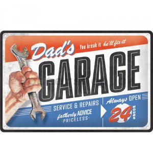 Plechová cedule: Dads garage - 30x20 cm