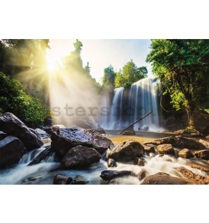 Fototapeta vliesová: Vodopády při východu slunce - 368x254 cm