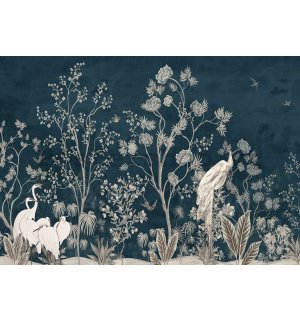 Fototapeta vliesová: Jeřábi v japonské zahradě  - 152,5x104 cm