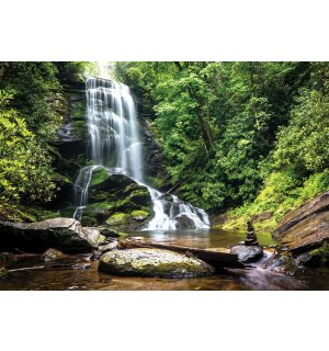 Fototapeta vliesová: Bílý vodopád v lese - 254x184 cm