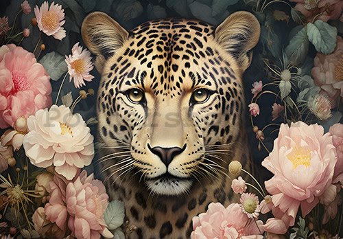 Fototapety vliesové: Jaguar Flowers - 254x184 cm
