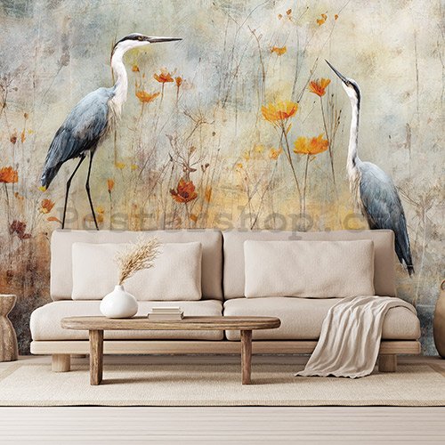 Fototapety vliesové: Art Abstract Birds Herons - 254x184 cm