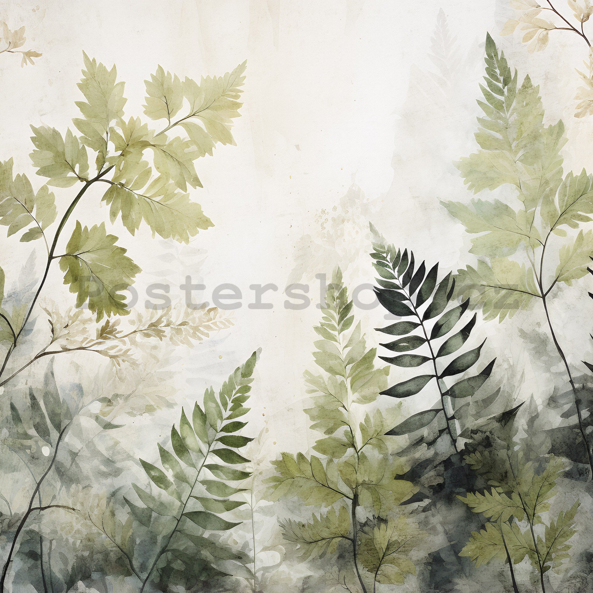 Fototapeta vliesová: Leaves Green Painted - 152,5x104 cm