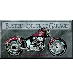 Plechová cedule: Busted Knuckle Garage - 22x40 cm