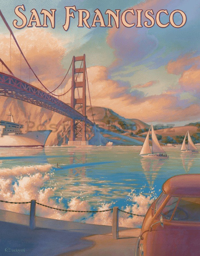 Plechová cedule - San Francisco (Golden Gate Bridge)