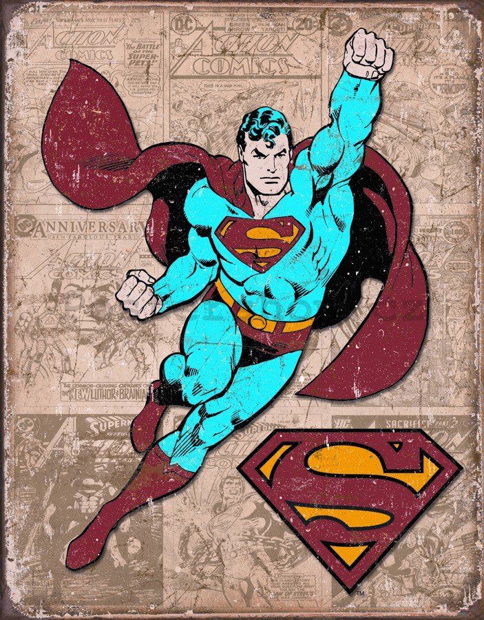 Plechová cedule – Superman Weathered Panels