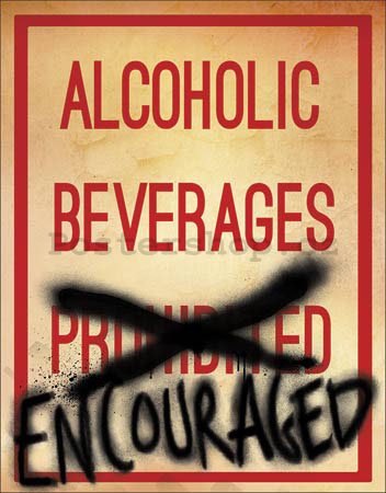 Plechová cedule - Alcoholic Beverages Encouraged