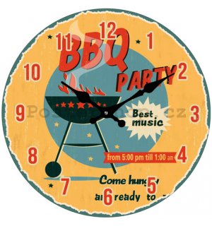 Nástěnné skleněné hodiny - BBQ Party
