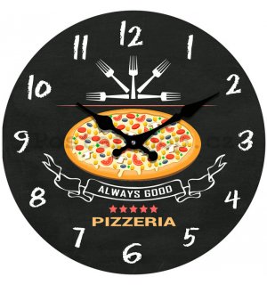 Nástěnné skleněné hodiny - Always Good Pizzeria