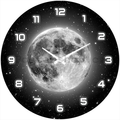 Nástěnné skleněné hodiny – Úplněk měsíce