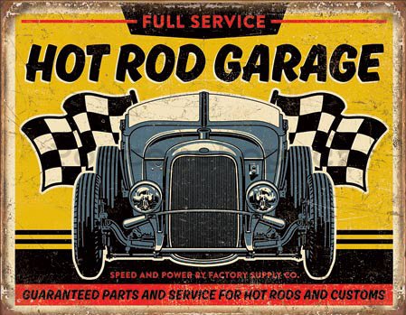 Plechová cedule - Hot Rod Garage