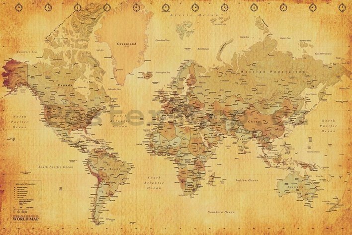 Plakát - World Map (Vintage)
