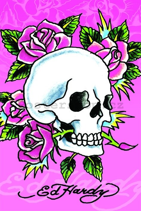 Plakát - Ed Hardy (Skull Roses)