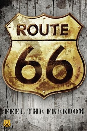 Plakát - ROUTE 66 golden sign