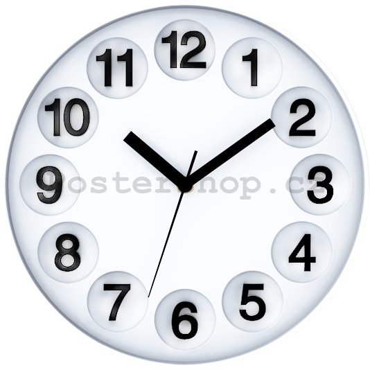 Nástěnné hodiny: Číselné kruhy (bílá) - 30 cm