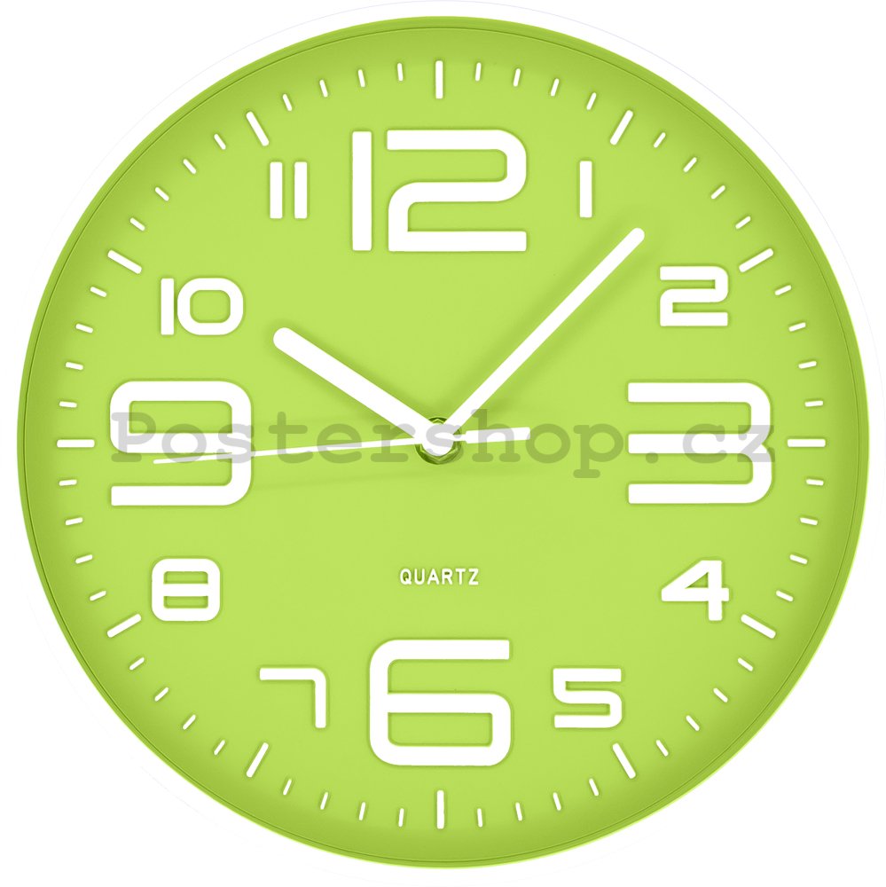 Nástěnné hodiny: Zeleno-bílé - 25 cm