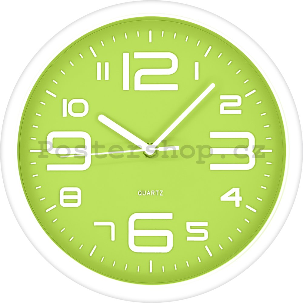 Nástěnné hodiny: Zeleno-bílé (2) - 40 cm