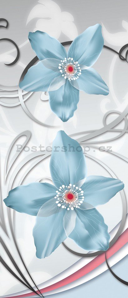 Fototapeta: Stříbrný květinový vzor - 211x91 cm